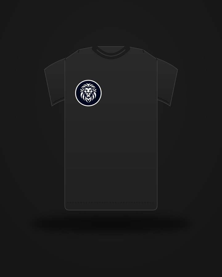ManeY2K Heavyweight Tee — black, lion badge chest hit