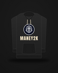 ManeY2K Boxy Hoodie — black, center lion badge and MANEY2K print