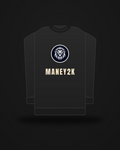 ManeY2K Heavy Crewneck — black, lion badge and MANEY2K chest hit