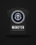 ManeY2K Graphic Tee — back view, big lion badge and MANEY2K back print